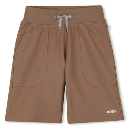 Cotton Piqué Jogging Shorts with Patch Pockets and Logo Details