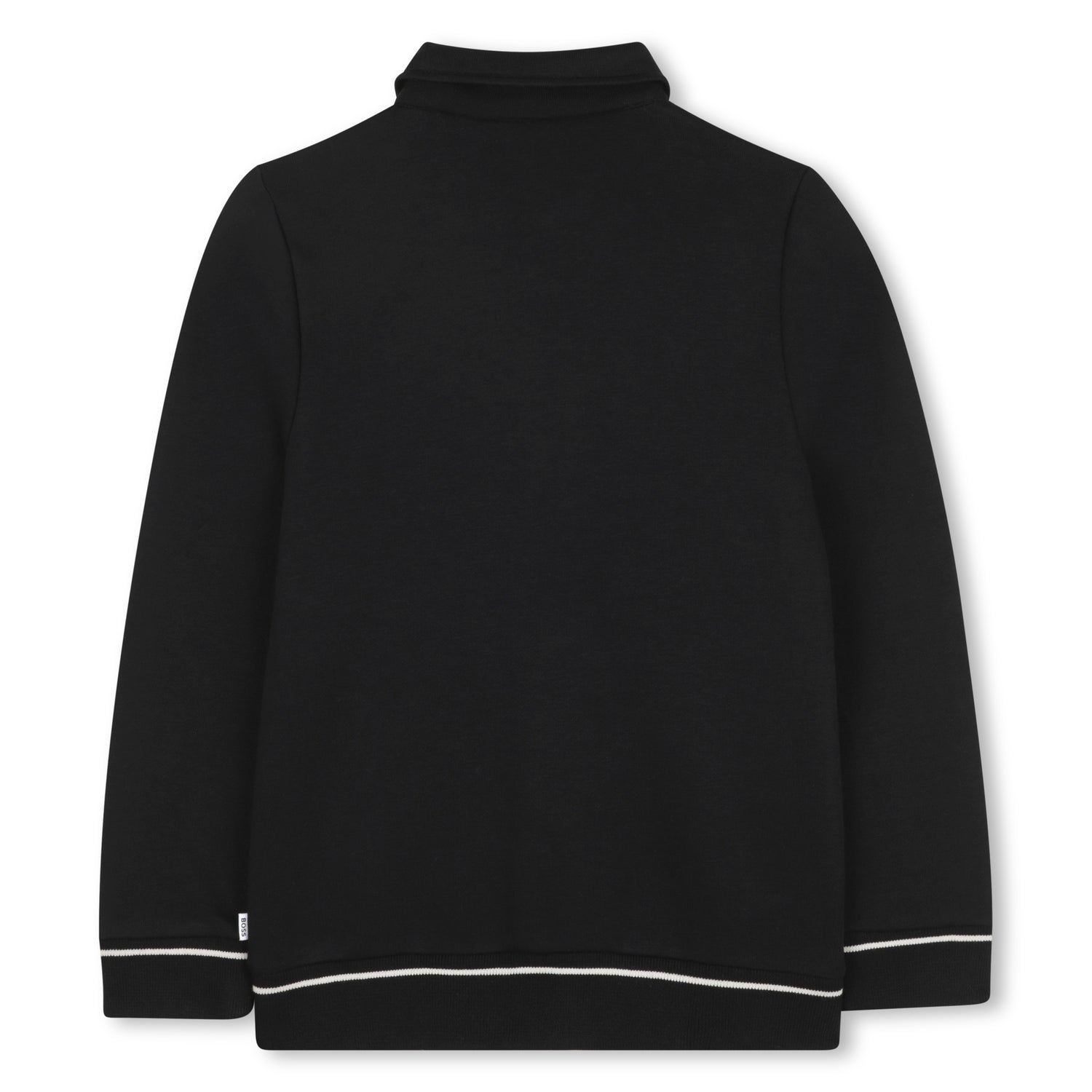 Black Varsity-Style Cotton Cardigan for Boys