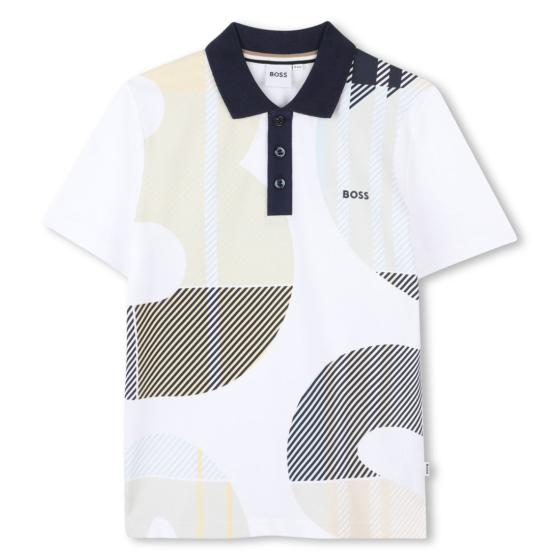 Cotton Piqué Short Sleeve Polo with All-Over Print and Logo