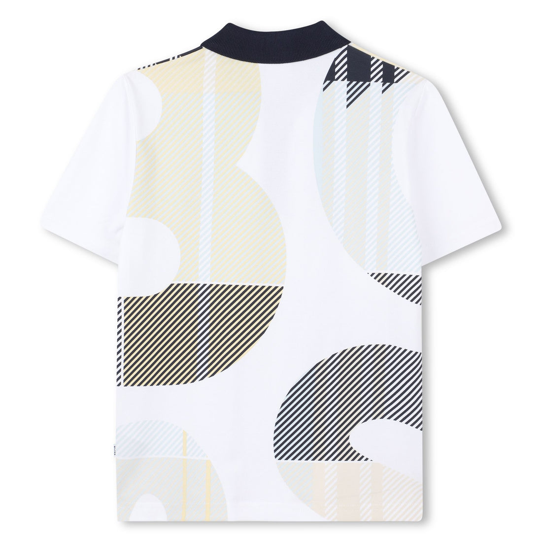 Cotton Piqué Short Sleeve Polo with All-Over Print and Logo