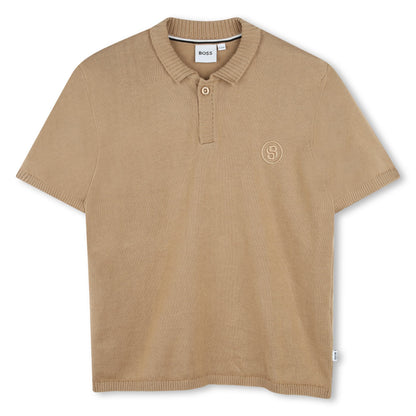 Cotton Knit Short Sleeve Polo with Embroidered Logo