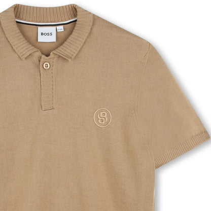 Cotton Knit Short Sleeve Polo with Embroidered Logo