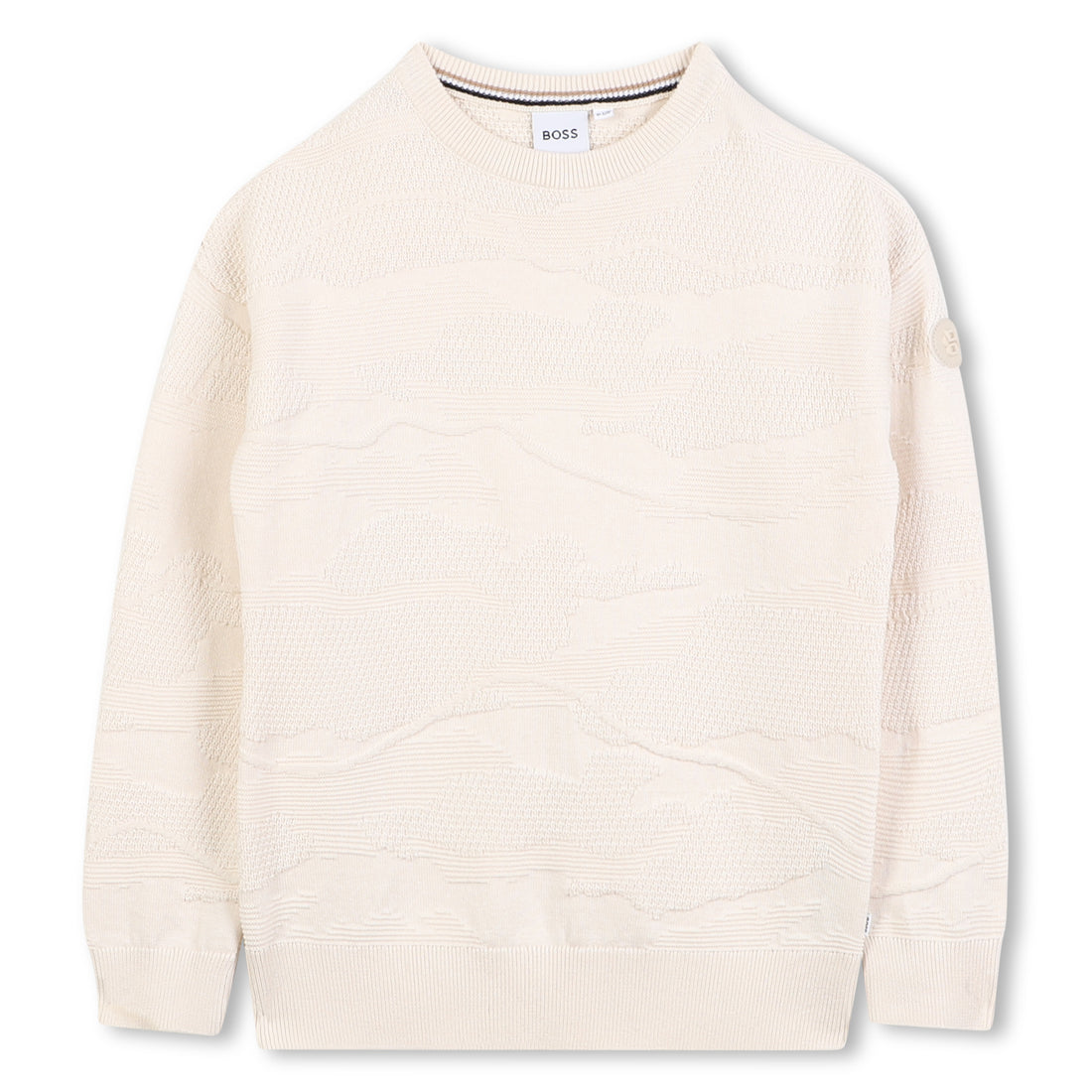Cotton Knit Sweater with Dot Pattern and Logo Badge