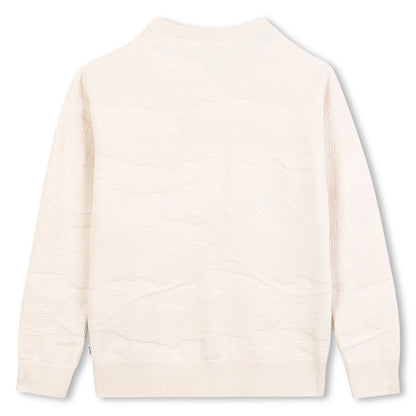 Cotton Knit Sweater with Dot Pattern and Logo Badge