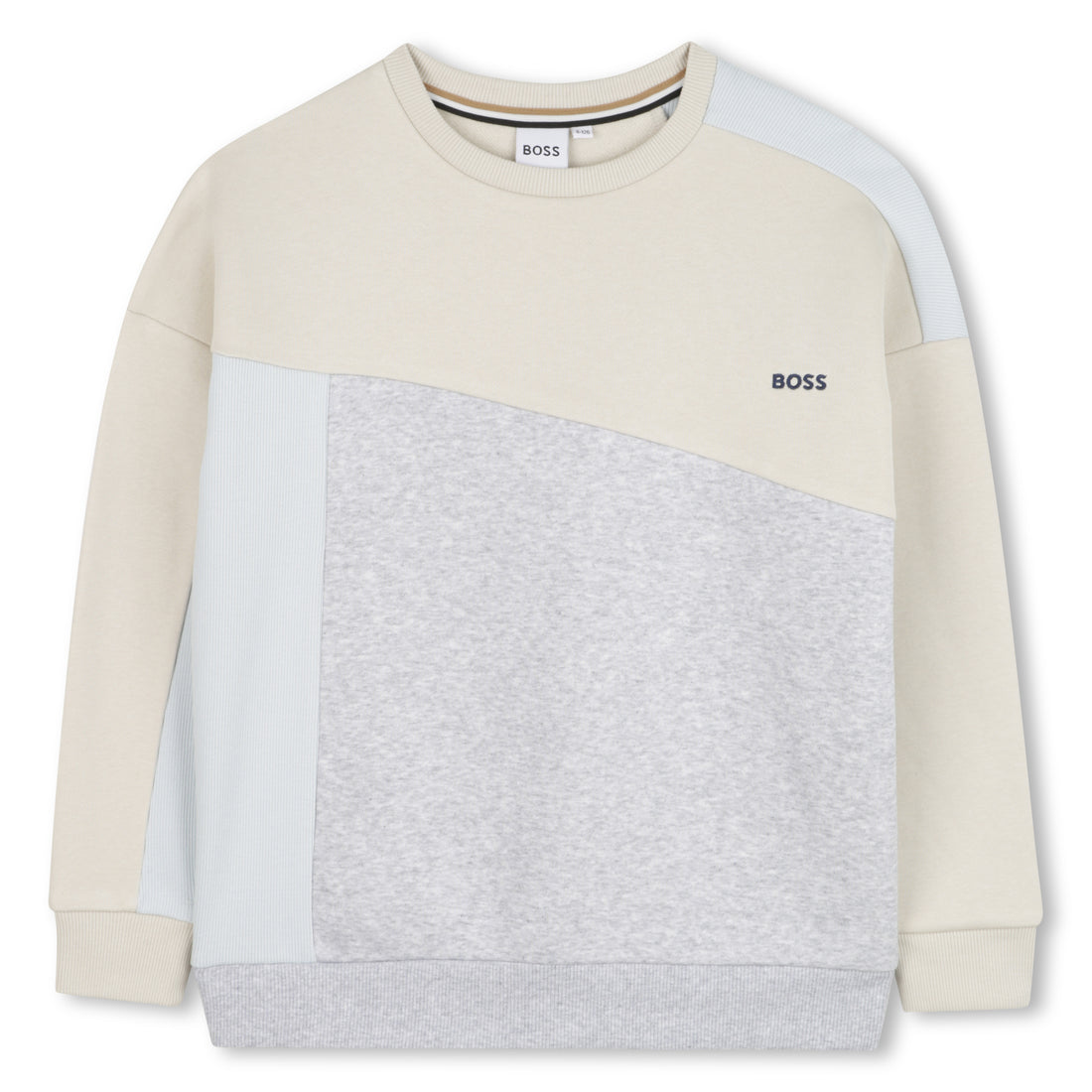 Loose-Fit Brushed Fleece Sweatshirt with Ribbed Yoke and Embroidered Logo