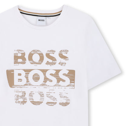 Cotton Jersey Short Sleeve T-Shirt with Fancy Logo Print