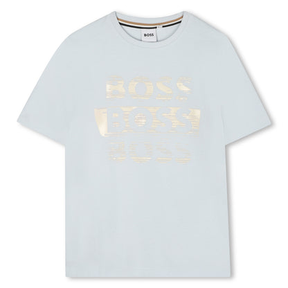 Cotton Jersey Short Sleeve T-Shirt with Fancy Logo Print