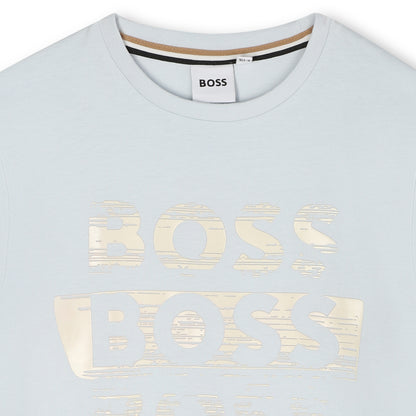 Cotton Jersey Short Sleeve T-Shirt with Fancy Logo Print