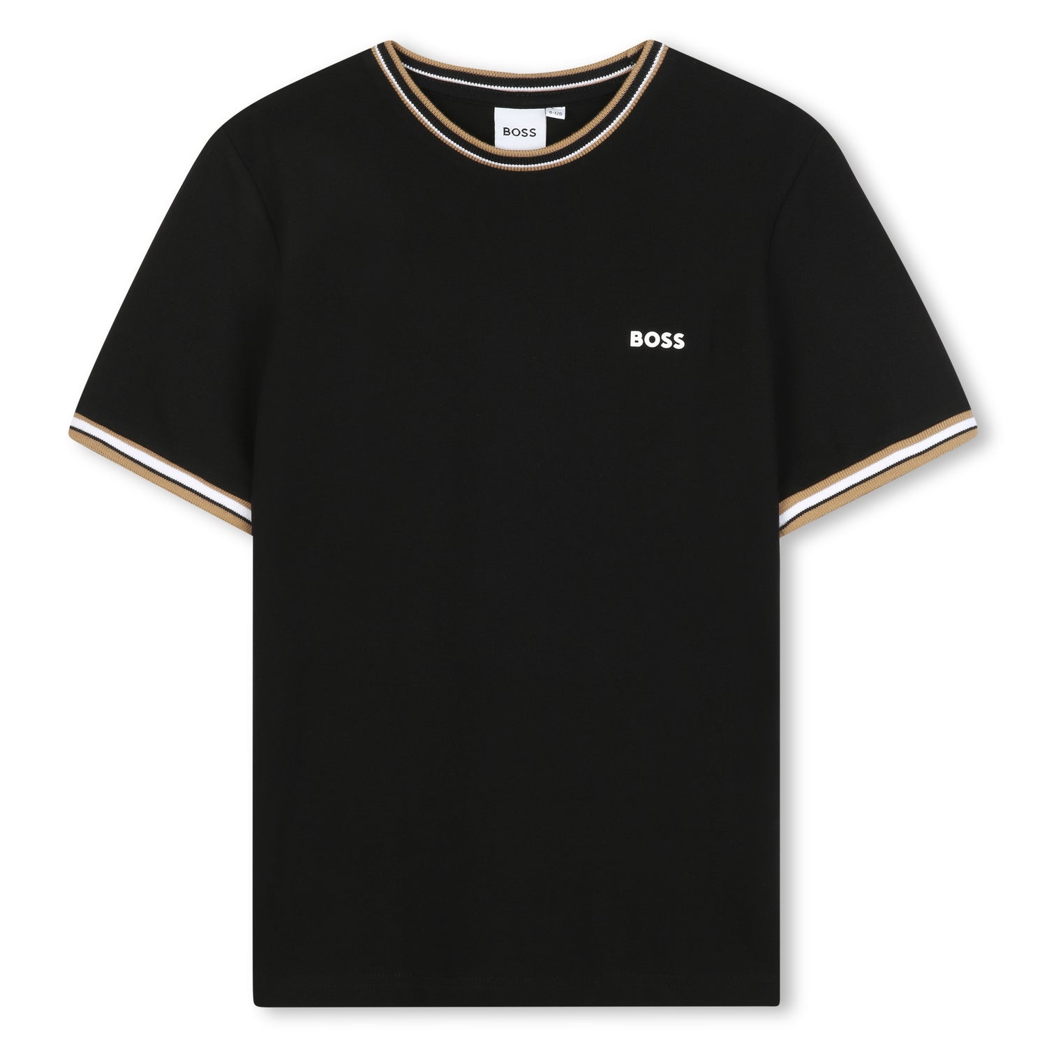 Cotton Piqué Short Sleeve T-Shirt with Iconic Stripe Detail and Logo