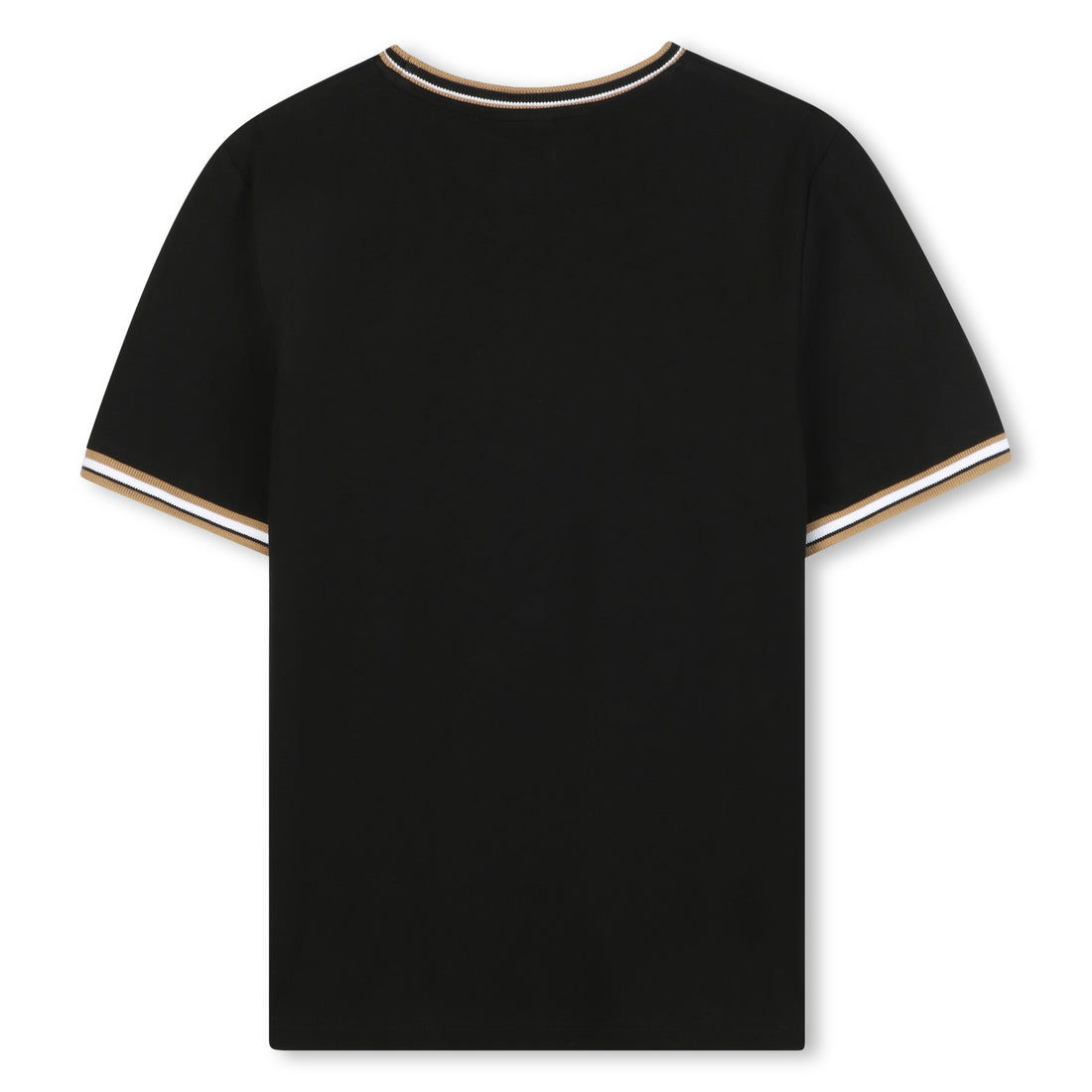 Cotton Piqué Short Sleeve T-Shirt with Iconic Stripe Detail and Logo