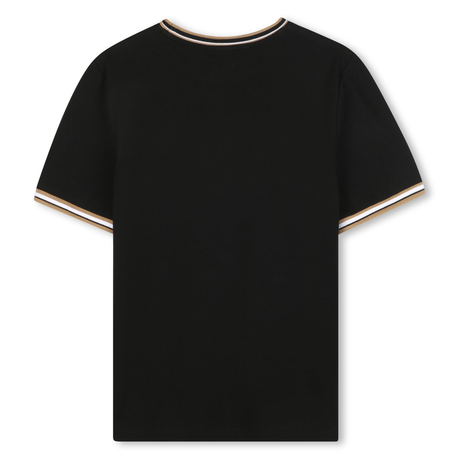 Cotton Piqué Short Sleeve T-Shirt with Iconic Stripe Detail and Logo