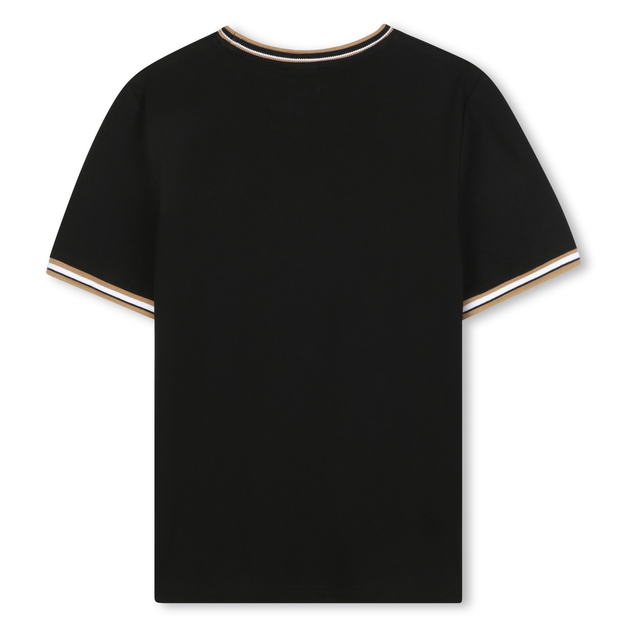 Cotton Piqué Short Sleeve T-Shirt with Iconic Stripe Detail and Logo