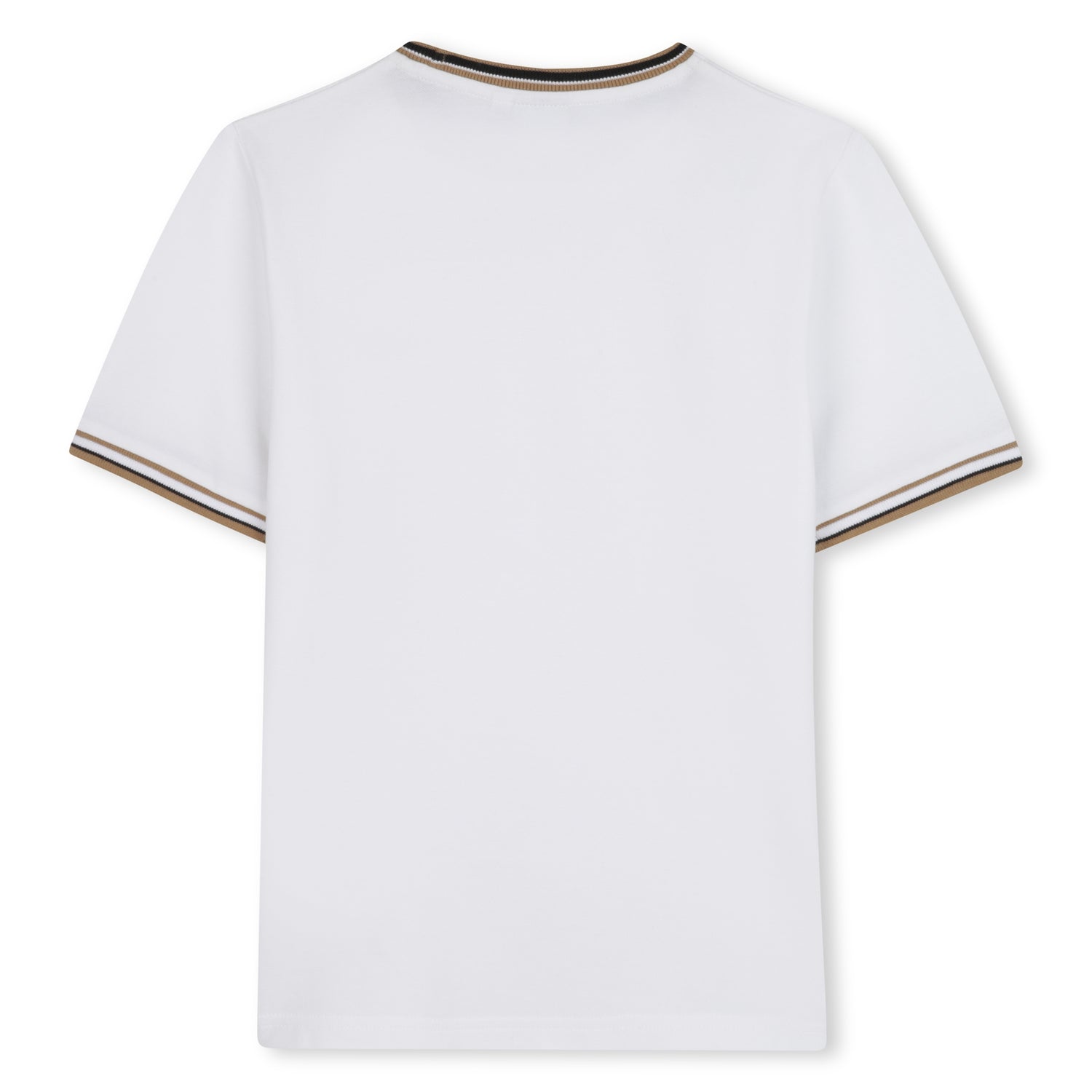 Cotton Piqué Short Sleeve T-Shirt with Iconic Stripe Detail and Logo
