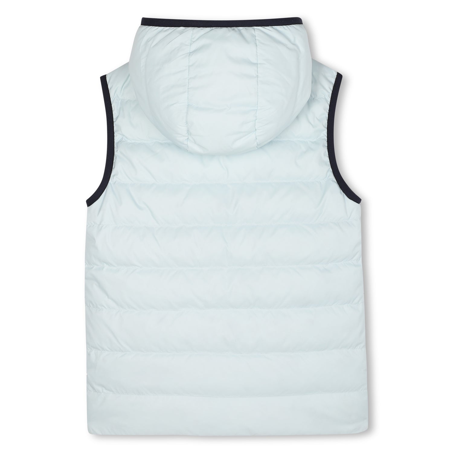 Reversible Sleeveless Hooded Down Jacket with Logo Print