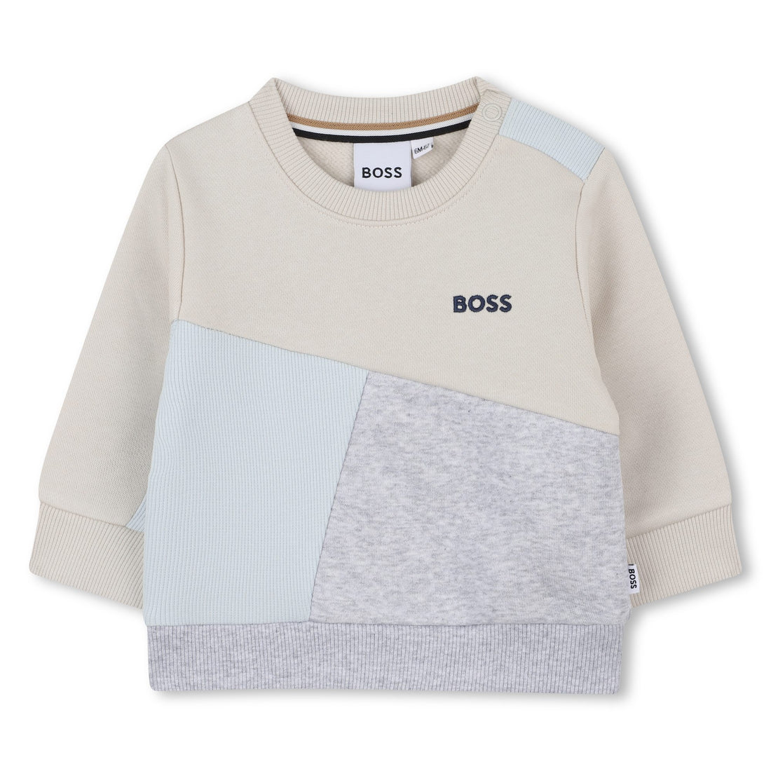 Brushed Fleece Sweatshirt with Ribbed Yoke and Embroidered Logo