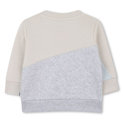 Brushed Fleece Sweatshirt with Ribbed Yoke and Embroidered Logo