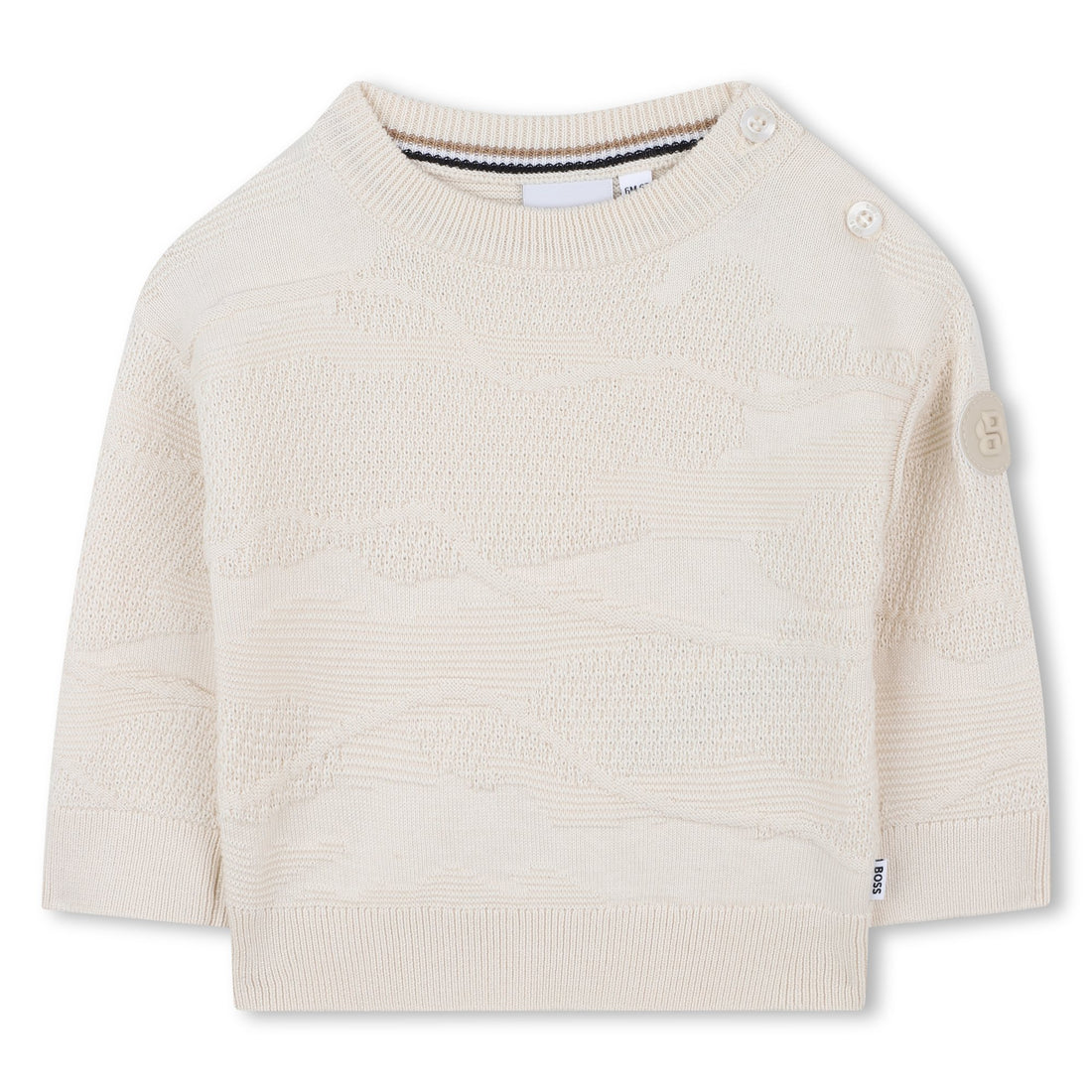 Cotton Knit Sweater with All-Over Dot Pattern and Logo Badge