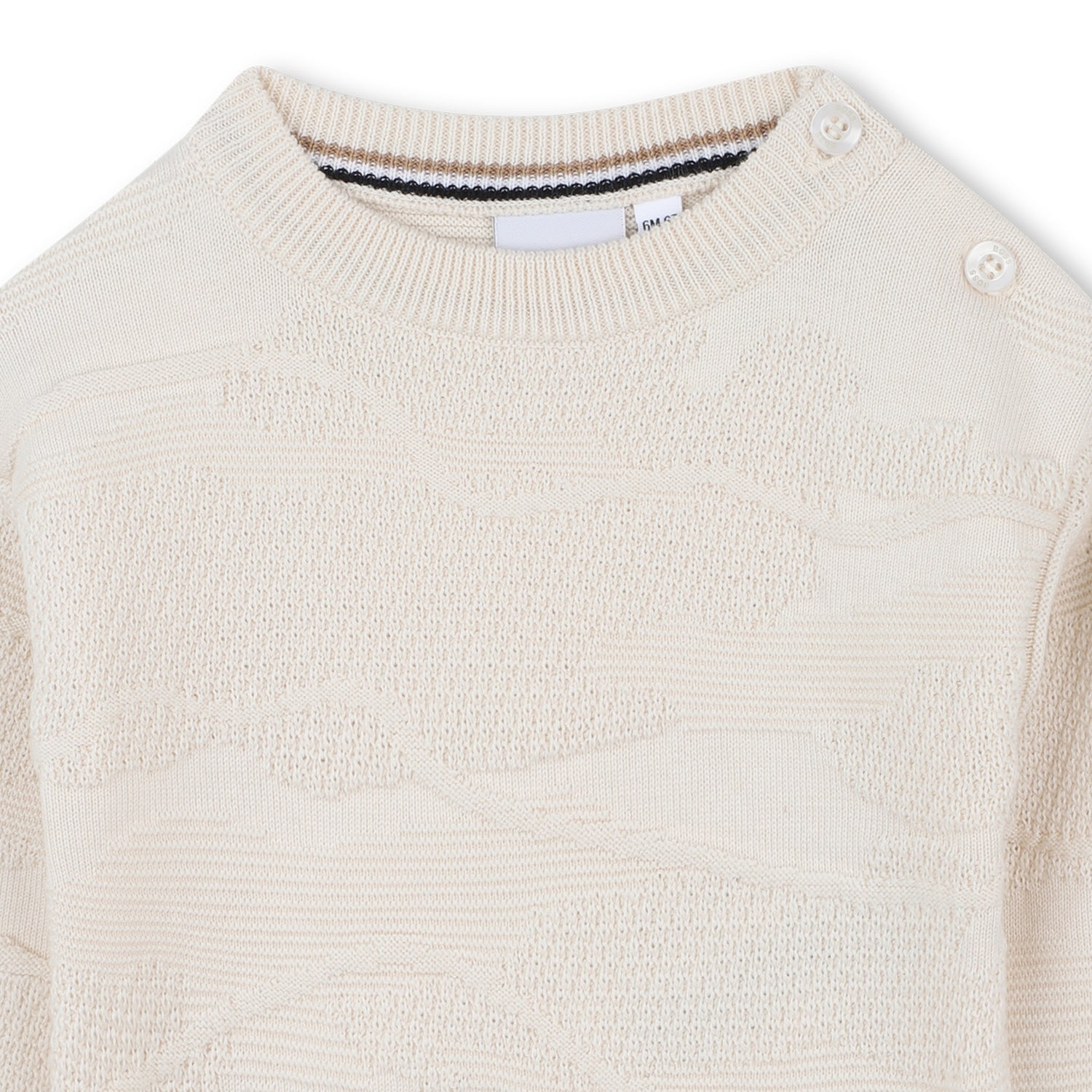 Cotton Knit Sweater with All-Over Dot Pattern and Logo Badge