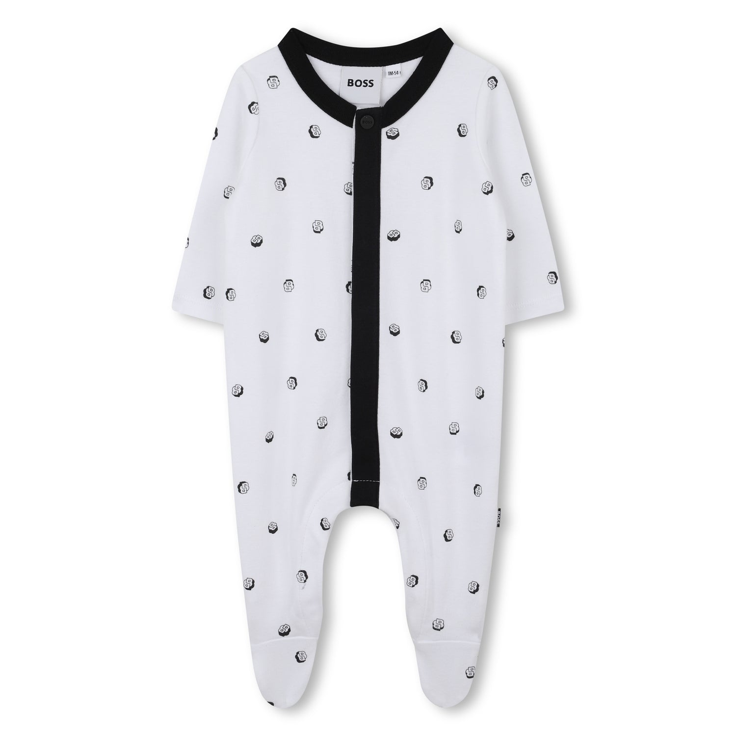 White and Black Cotton Newborn Gift Set with Babygrow, Bodysuit and Two Hats