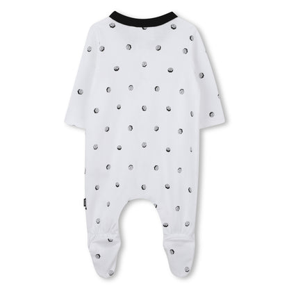 White and Black Cotton Newborn Gift Set with Babygrow, Bodysuit and Two Hats