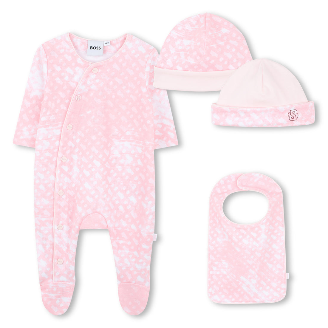 Baby Sleepsuit and Hat Set in Soft Pink