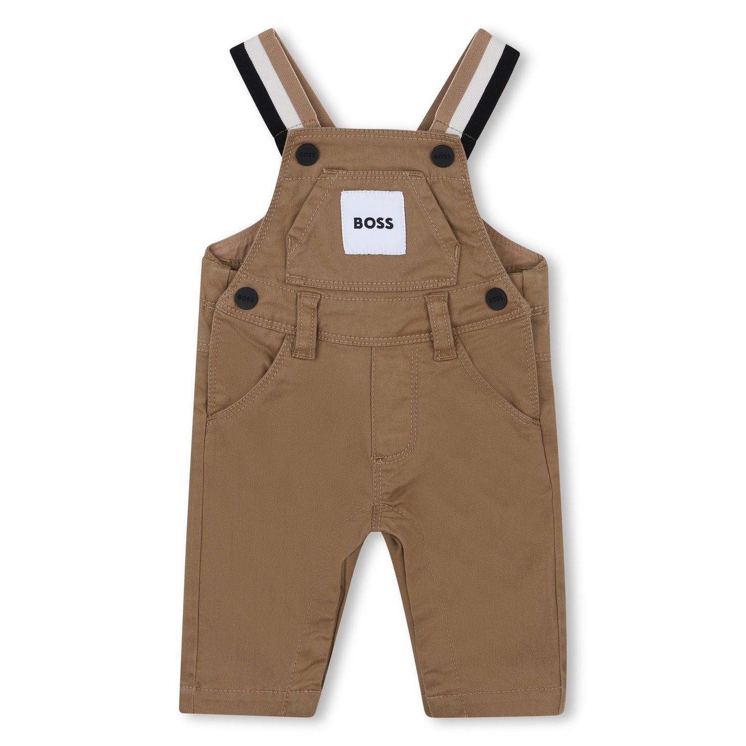 Cotton Blend Overalls with Logo Patch, Camel