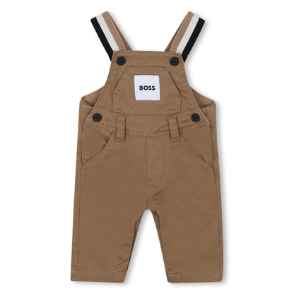 Cotton Blend Overalls with Logo Patch, Camel