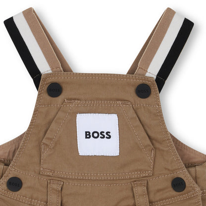 Cotton Blend Overalls with Logo Patch, Camel