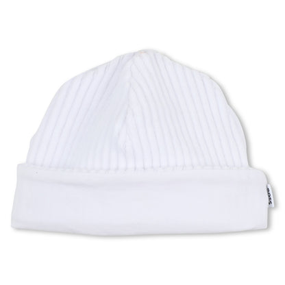 Corduroy Pyjamas and Hat Set with Logo Details