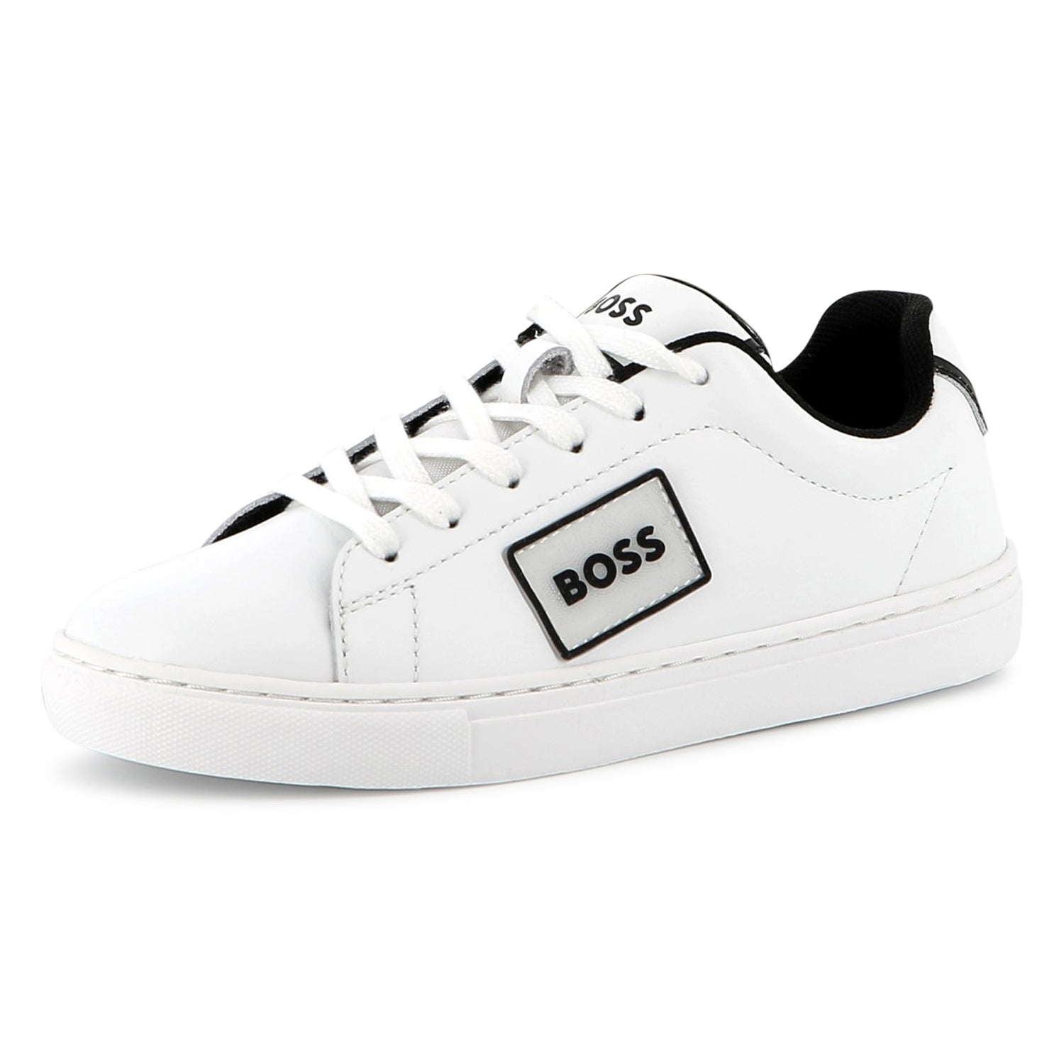 Cow Leather Trainers with Branded Details and TPR Outsole