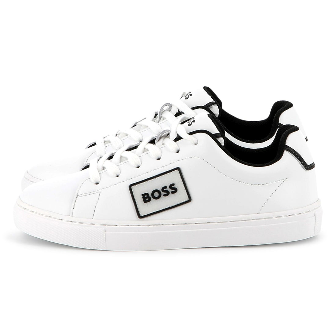 Cow Leather Trainers with Branded Details and TPR Outsole