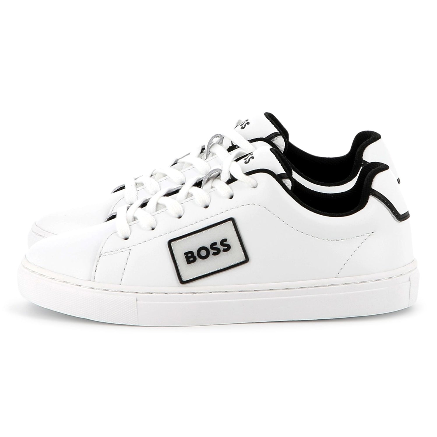 Cow Leather Trainers with Branded Details and TPR Outsole