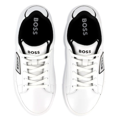 Cow Leather Trainers with Branded Details and TPR Outsole