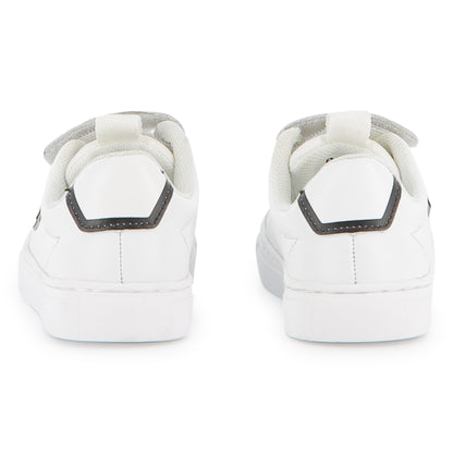 Cow Leather Trainers with Elastic Laces and Hook-and-Loop Strap