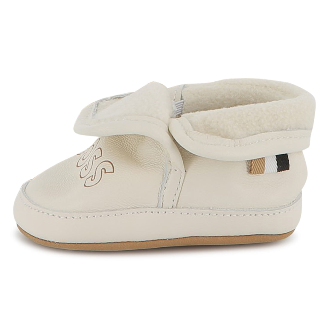 Sheep Leather Slippers with Elastic Fastener and Faux Shearling Lining