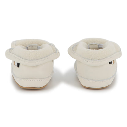 Sheep Leather Slippers with Elastic Fastener and Faux Shearling Lining