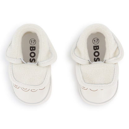 Sheep Leather Slippers with Elastic Fastener and Faux Shearling Lining