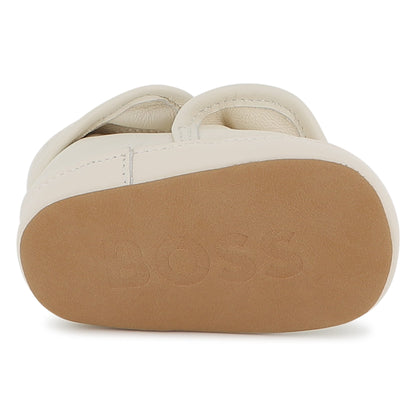 Sheep Leather Slippers with Elastic Fastener and Faux Shearling Lining