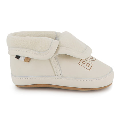 Sheep Leather Slippers with Elastic Fastener and Faux Shearling Lining