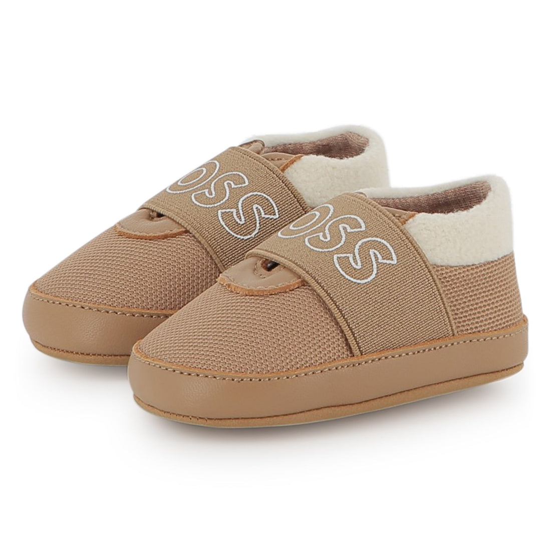 Sheep Leather and Fleece Slippers with Elastic Closure