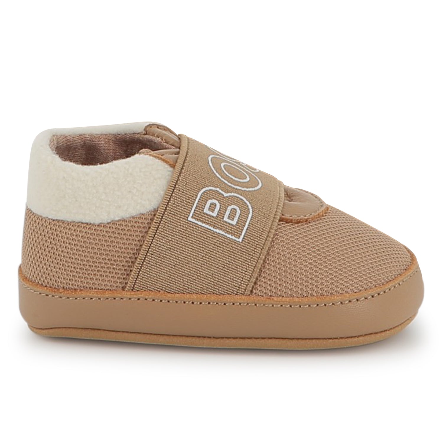 Sheep Leather and Fleece Slippers with Elastic Closure