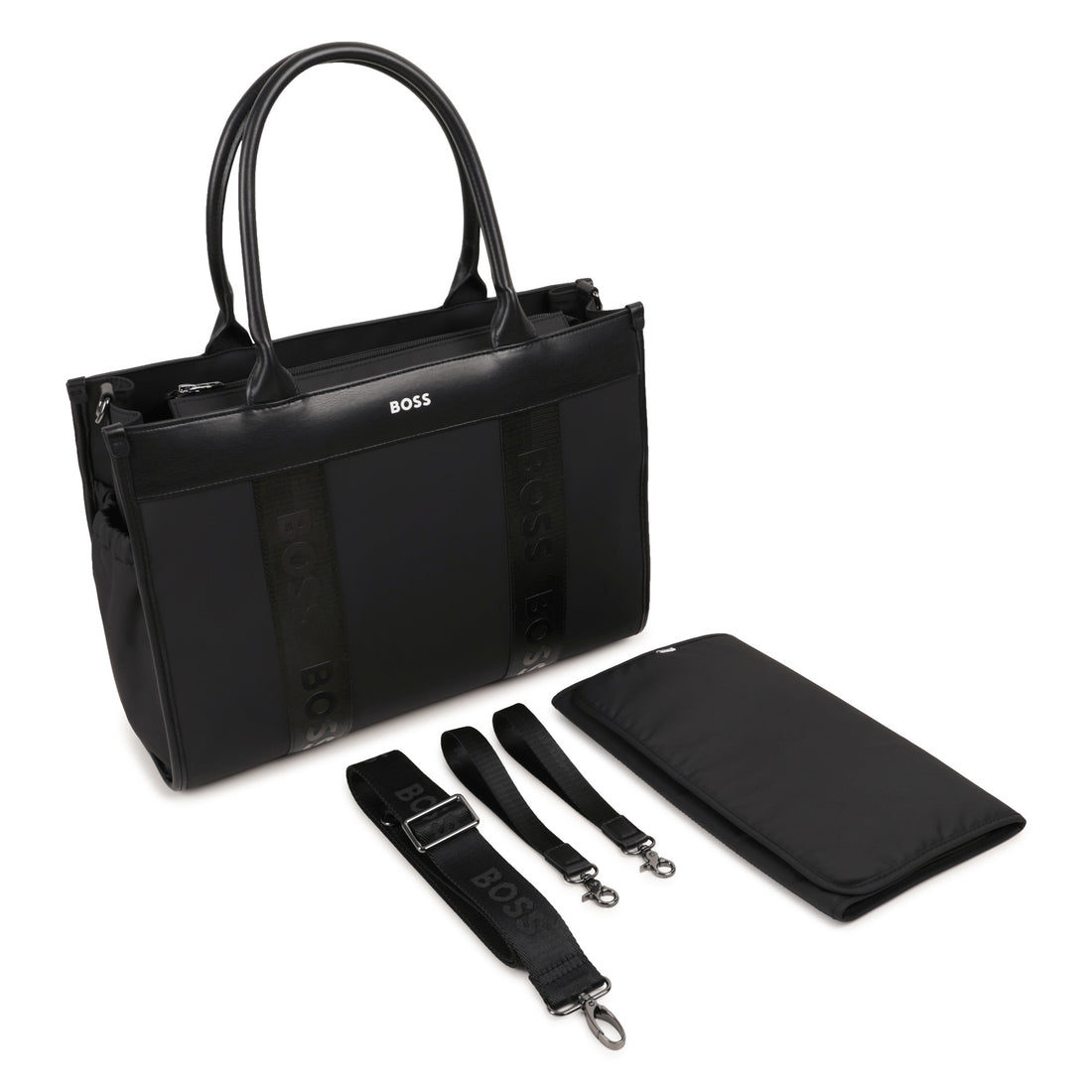 Coated Fabric Changing Bag with Accessories and Logo Details