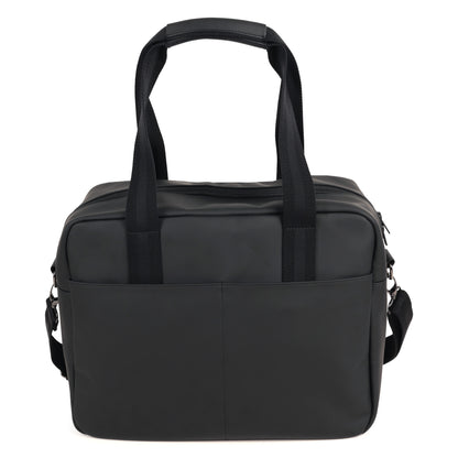 Coated Fabric Changing Bag with Monogram Perforations and Jacquard Handles