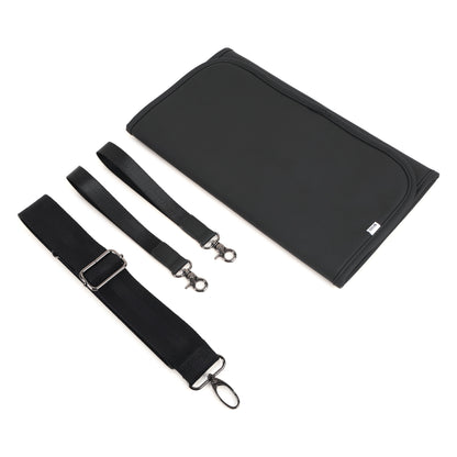 Coated Fabric Changing Bag with Monogram Perforations and Jacquard Handles