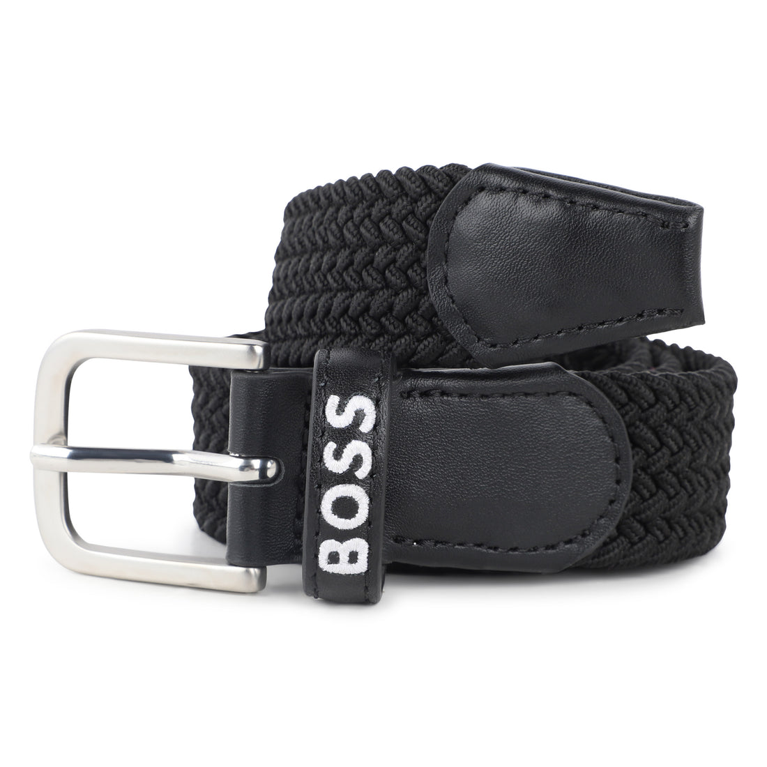 Braided Belt with Leather Yoke and Metal Buckle