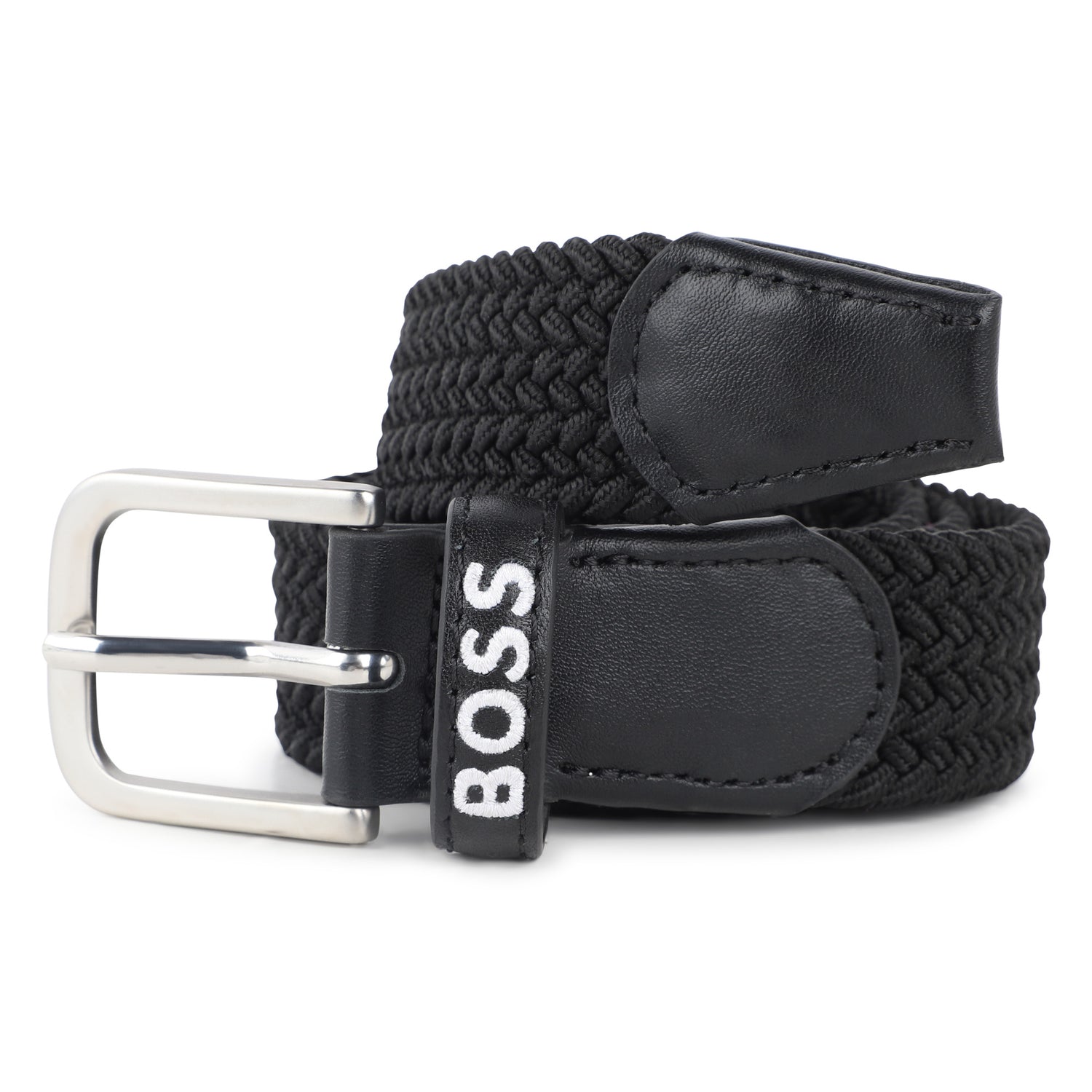 Braided Belt with Leather Yoke and Metal Buckle