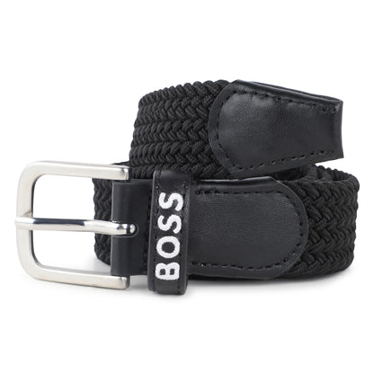 Braided Belt with Leather Yoke and Metal Buckle