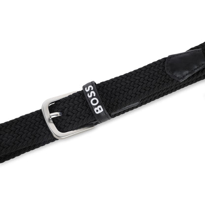 Braided Belt with Leather Yoke and Metal Buckle