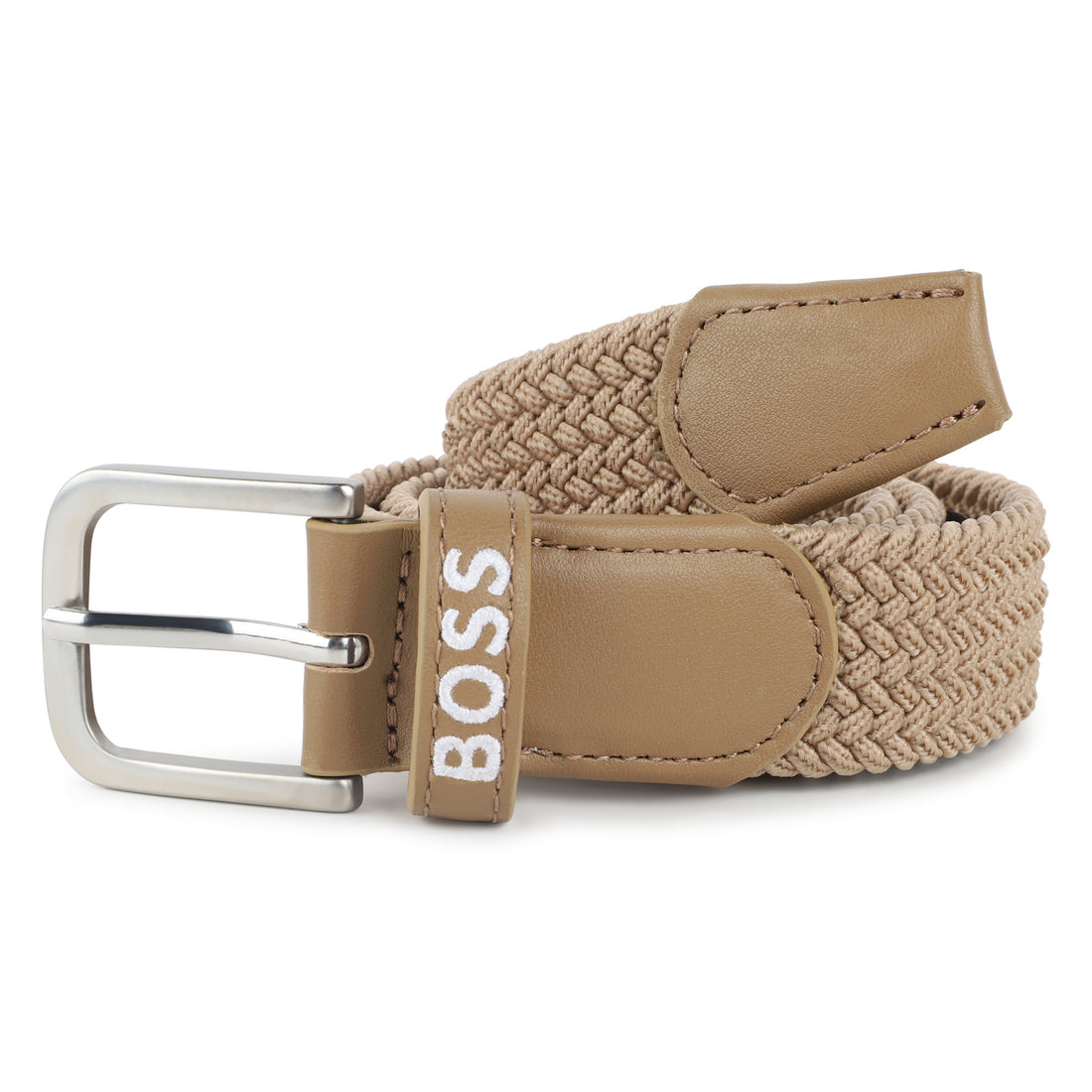 Braided Belt with Leather Yoke and Metal Buckle