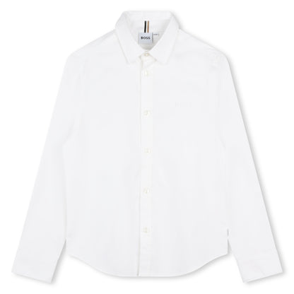 Cotton Oxford Long Sleeve Shirt with Embroidered Logo